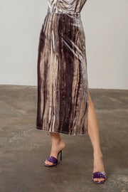 Watercolor Print Midi Skirt-Skirts-Moon River-XS-GREY MULTI-Urbanheer