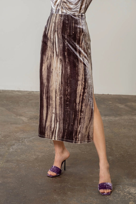 Watercolor Print Midi Skirt-Skirts-Moon River-XS-GREY MULTI-Urbanheer