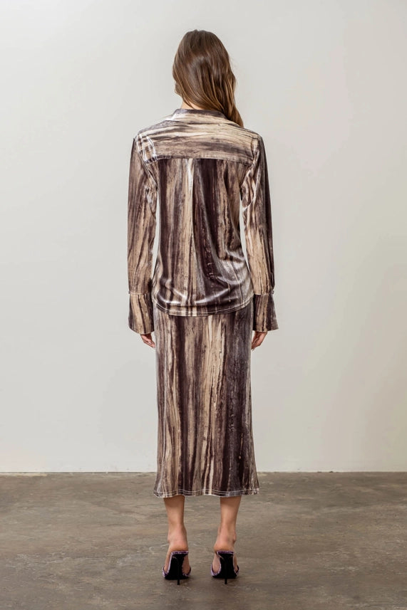 Watercolor Print Shirred Top-Top-Moon River-XS-GREY MULTI-Urbanheer