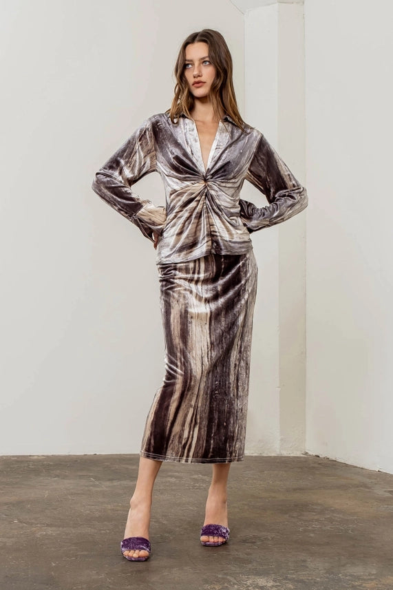 Watercolor Print Shirred Top-Top-Moon River-XS-GREY MULTI-Urbanheer