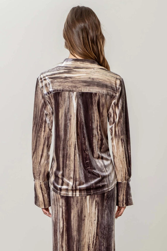 Watercolor Print Shirred Top-Top-Moon River-XS-GREY MULTI-Urbanheer