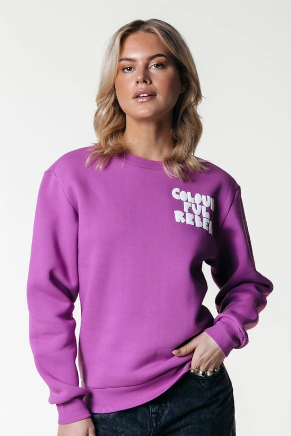 Wave Logo Sweat | Violet Pink-Sweatshirt-Colourful Rebel-XS-Violet Pink-Urbanheer