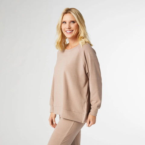 Weekend Brushed Side Zip Raglan Sleeve-Top-COCO + CARMEN-S/M-Sand-Urbanheer