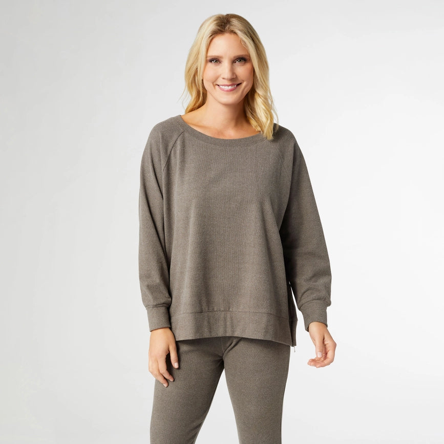 Weekend Brushed Side Zip Raglan Sleeve-Top-COCO + CARMEN-S/M-Spruce-Urbanheer