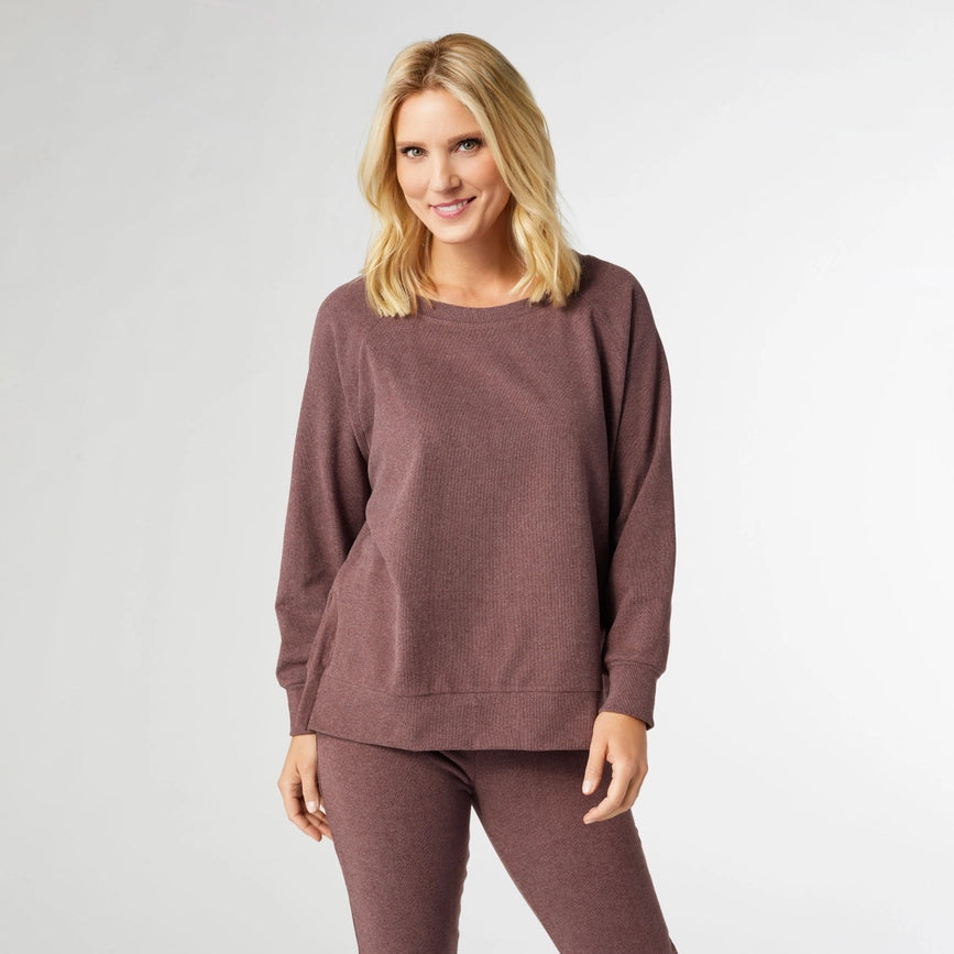 Weekend Brushed Side Zip Raglan Sleeve-Top-COCO + CARMEN-S/M-Wine-Urbanheer