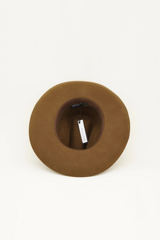 Western Cowboy Hat, 100% Wool Felt, Feather Trim, Cognac-Hats-Olive & Pique-circumference of 59cm-Urbanheer
