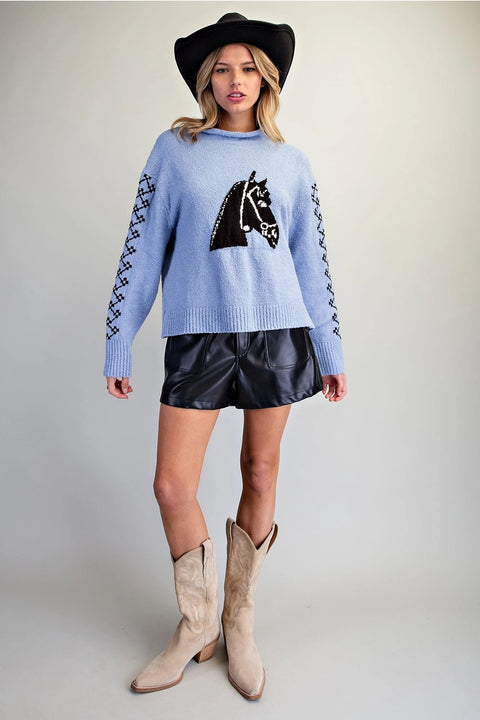 Western Horse Head Graphic Sweater