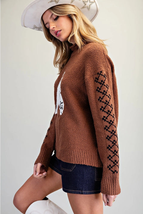 Western Horse Head Graphic Sweater