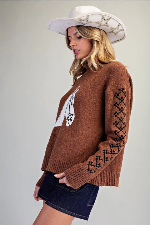 Western Horse Head Graphic Sweater