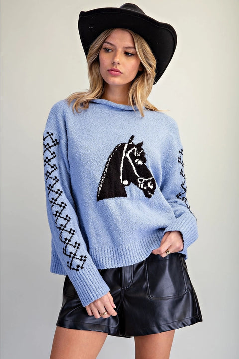 Western Horse Head Graphic Sweater