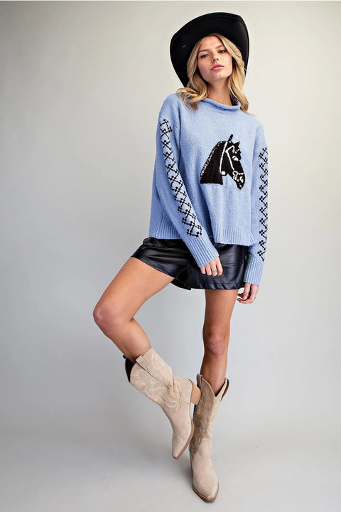 Western Horse Head Graphic Sweater