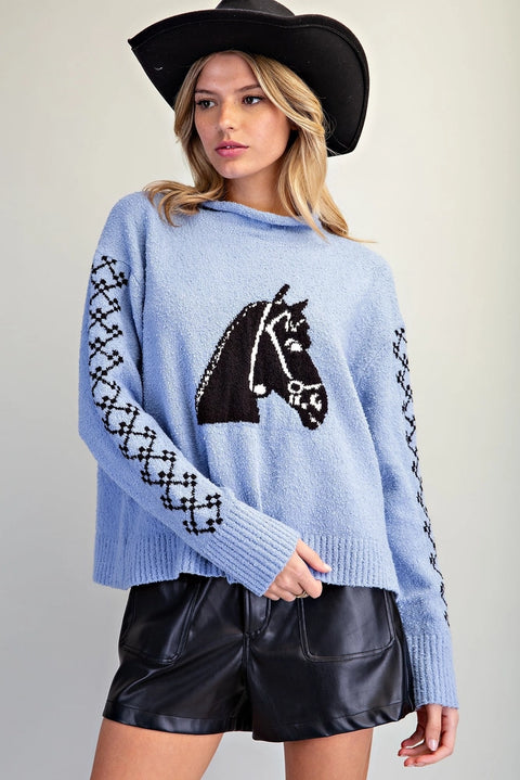 Western Horse Head Graphic Sweater