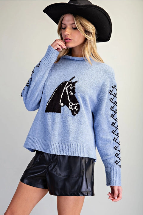 Western Horse Head Graphic Sweater