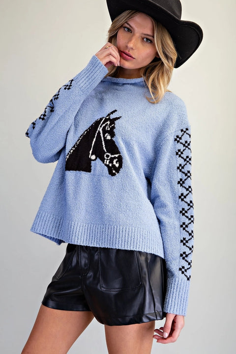 Western Horse Head Graphic Sweater