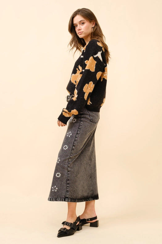 Western Motif Sweater Pullover-Pullover-Blue B-S-BLACK-Urbanheer