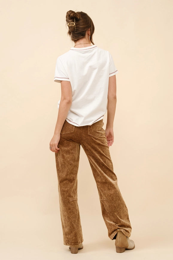 Western Zig Zag Stitch T Shirt-T Shirt-Blue B-S-OFF WHITE-Urbanheer