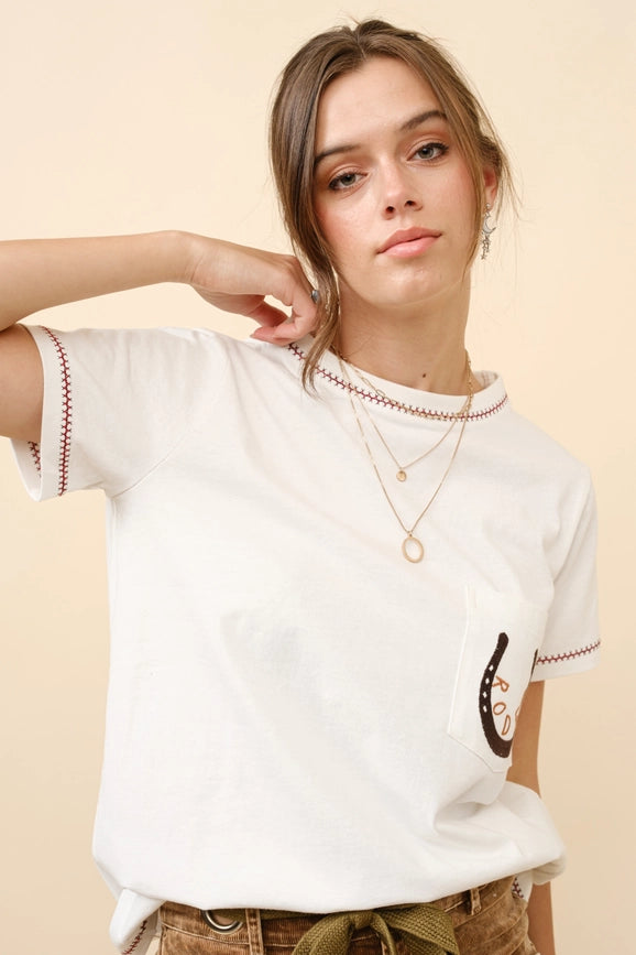 Western Zig Zag Stitch T Shirt-T Shirt-Blue B-S-OFF WHITE-Urbanheer