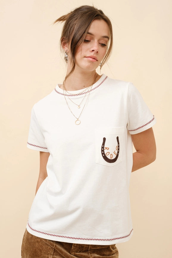 Western Zig Zag Stitch T Shirt-T Shirt-Blue B-S-OFF WHITE-Urbanheer