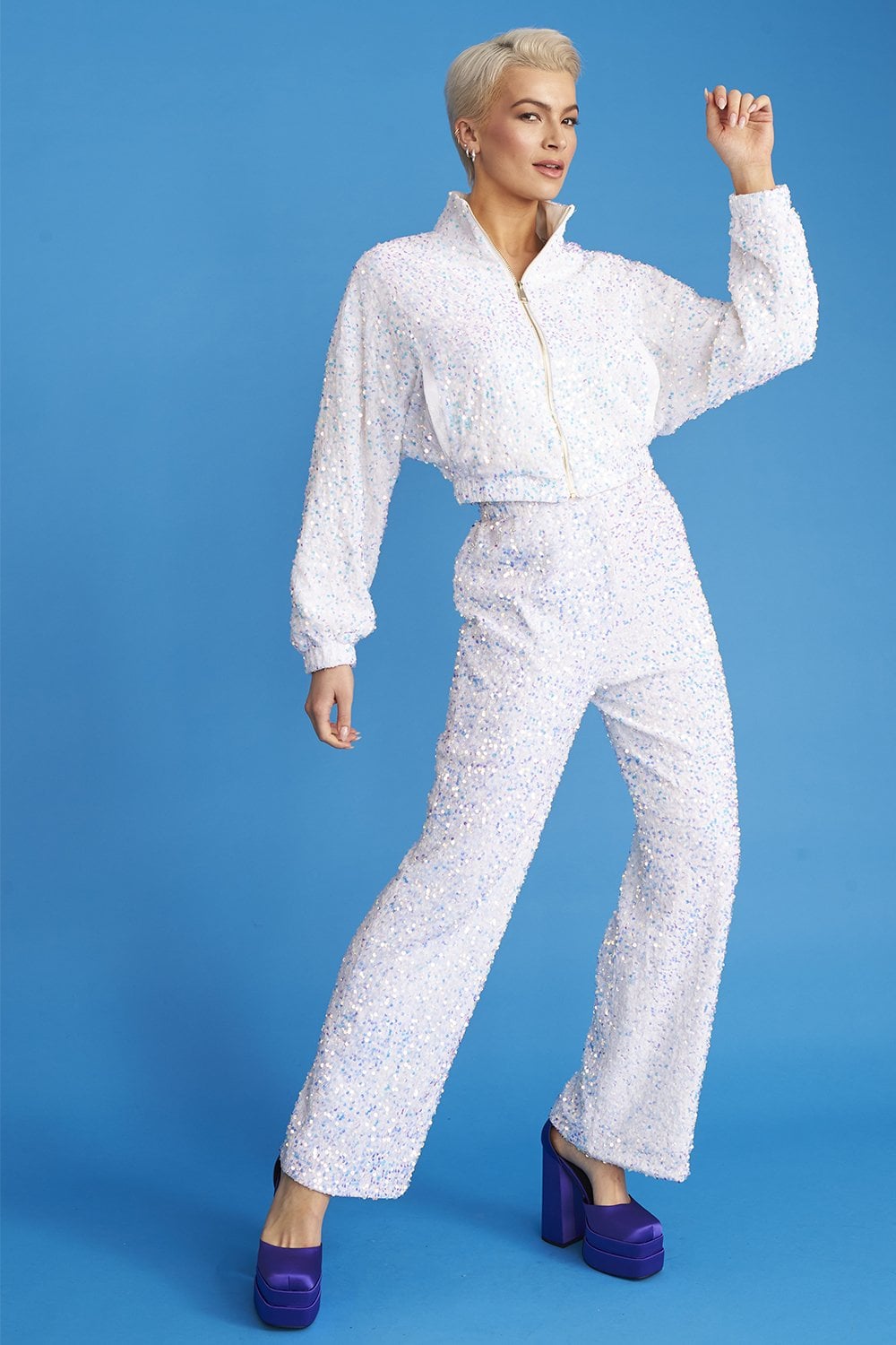 White Bamboo Blend Sequin Trousers-Bottoms-Buy Me Fur Ltd-S-M-White-Urbanheer