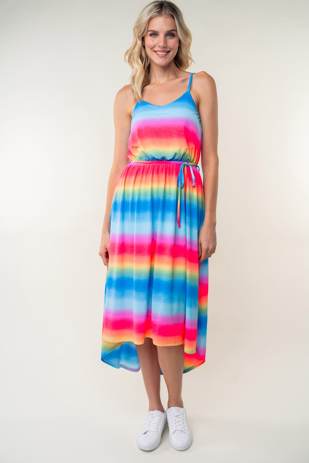 White Birch Full Size Ombre Striped Midi Cami Dress-Street 360-Multi-S-Urbanheer