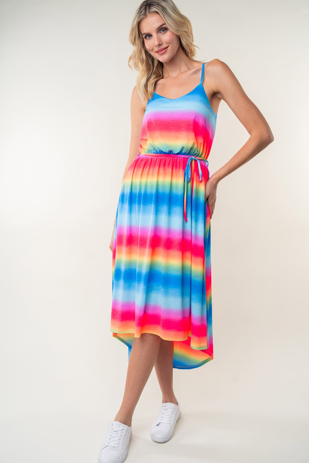 White Birch Full Size Ombre Striped Midi Cami Dress-Street 360-Multi-S-Urbanheer