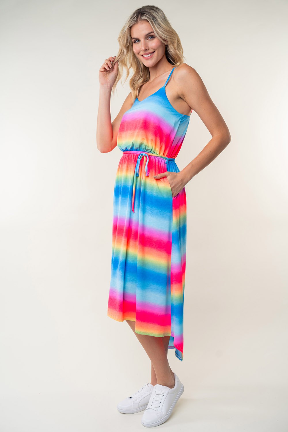 White Birch Full Size Ombre Striped Midi Cami Dress-Street 360-Multi-S-Urbanheer