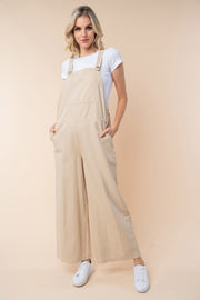 White Birch Sleeveless Wide Leg Jumpsuit-Street 360-Oatmeal-S-Urbanheer