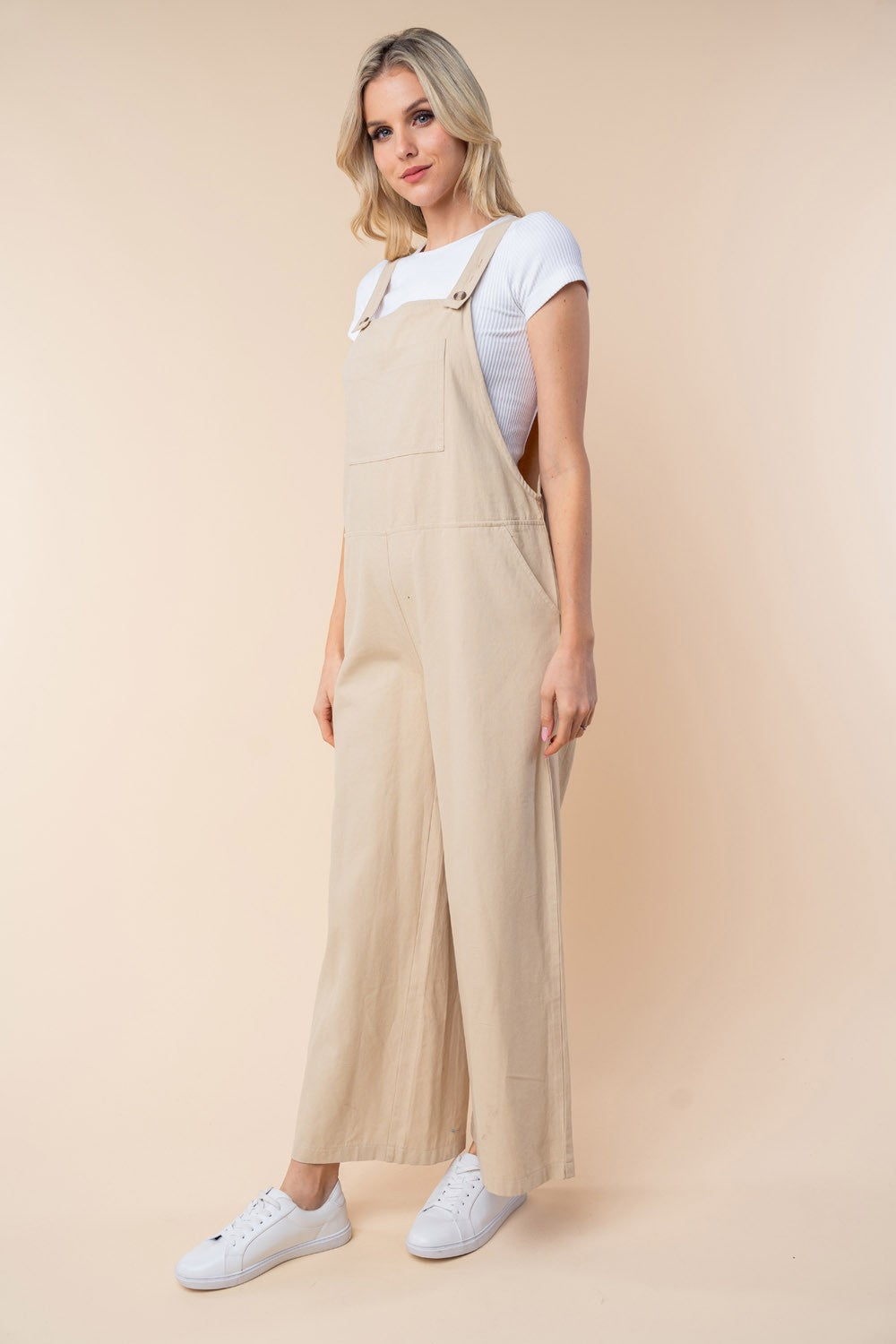 White Birch Sleeveless Wide Leg Jumpsuit-Street 360-Oatmeal-S-Urbanheer