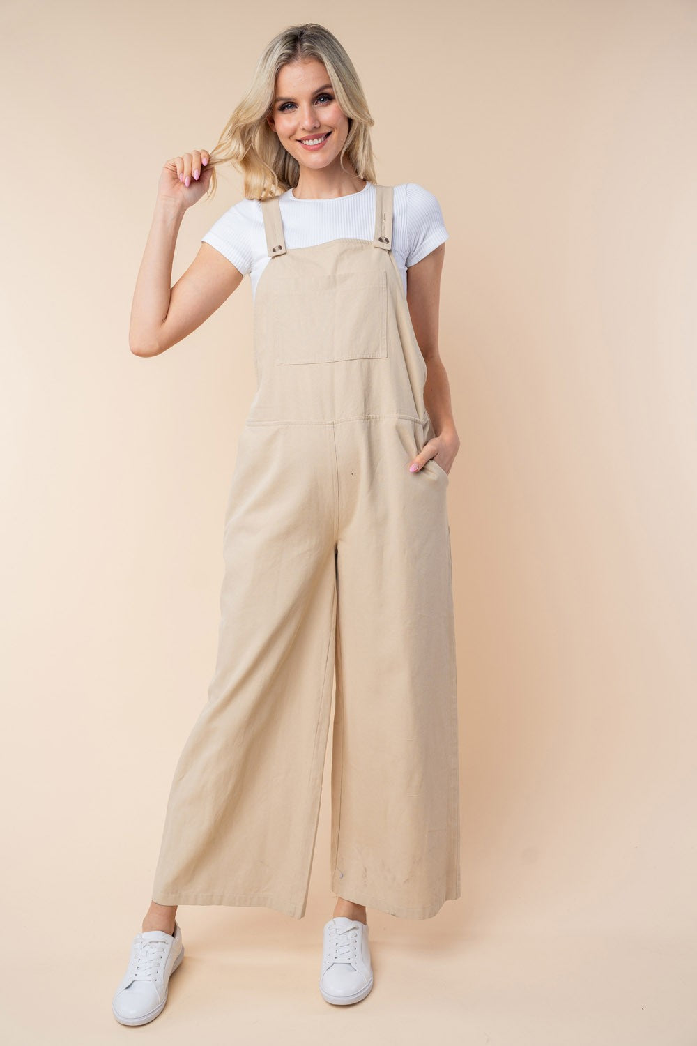White Birch Sleeveless Wide Leg Jumpsuit-Street 360-Oatmeal-S-Urbanheer