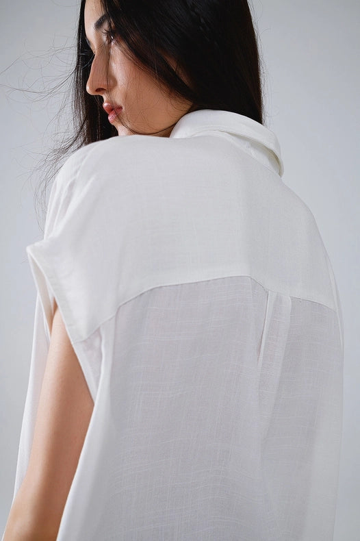 White Button Up Blouse with Polo Collar-Blouse-Q2-S-White-Urbanheer