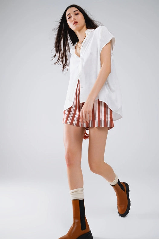 White Button Up Blouse with Polo Collar-Blouse-Q2-S-White-Urbanheer
