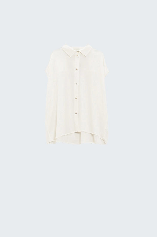 White Button Up Blouse with Polo Collar-Blouse-Q2-S-White-Urbanheer