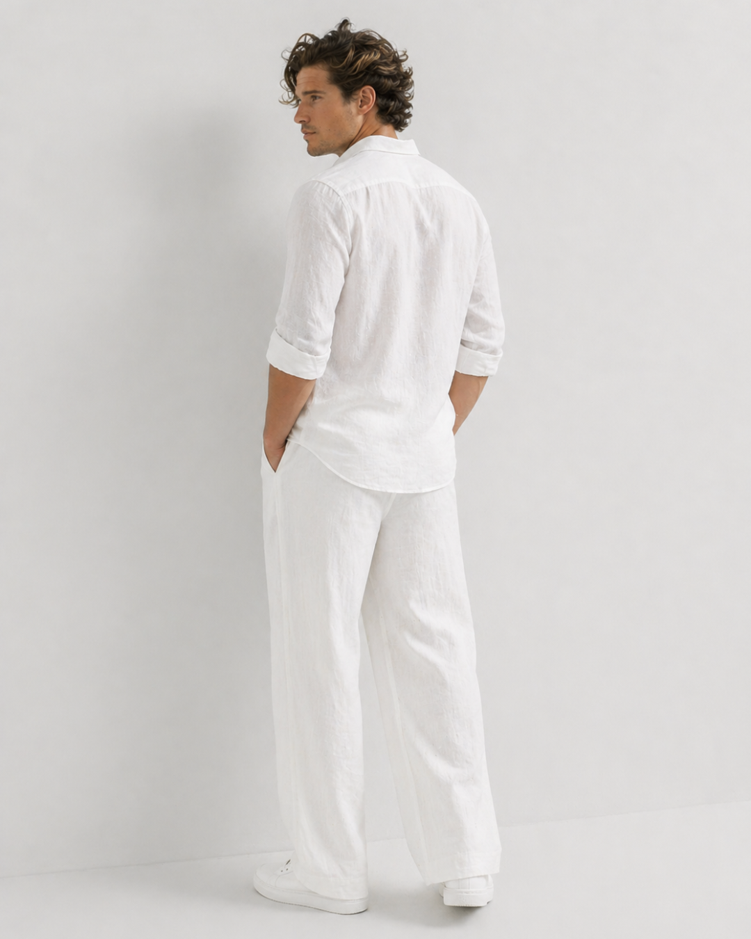 White Cotton & Linen Shirt – Easy Fit, Bahama Shirt