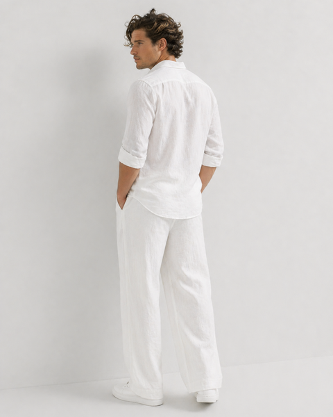 White Cotton & Linen Shirt – Easy Fit, Bahama Shirt