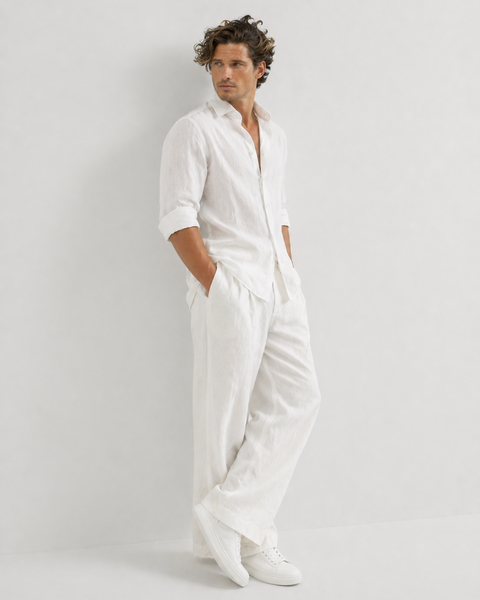 White Cotton & Linen Shirt – Easy Fit, Bahama Shirt