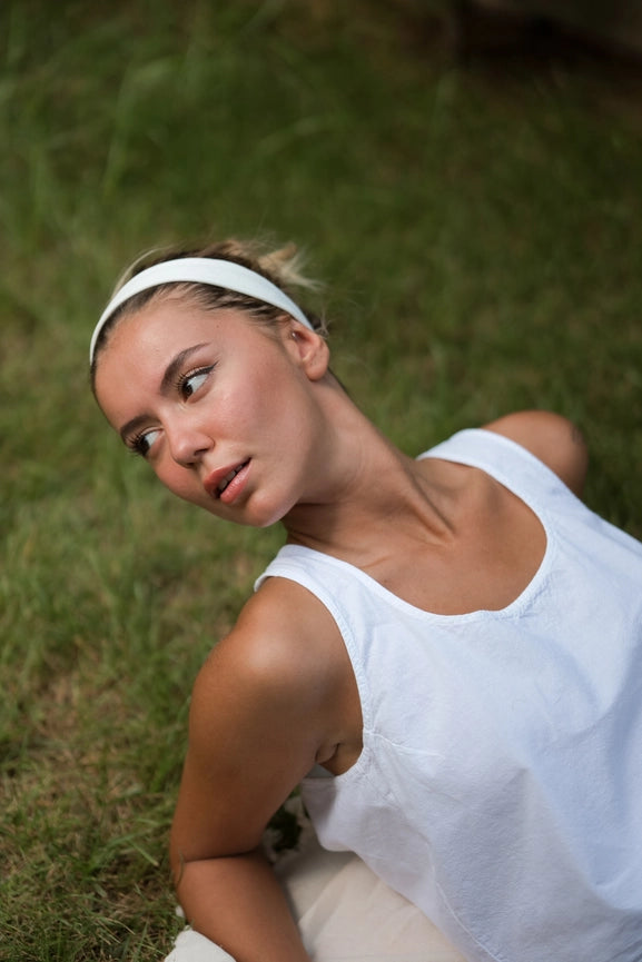 White Crossed Back Tank Top White-Tank Top-Moa-White-Urbanheer