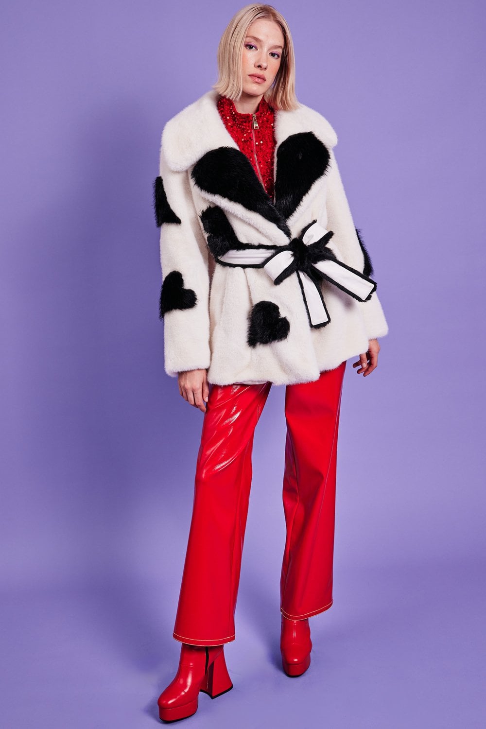 White Eco Bamboo Faux Fur Coat with Love Heart Detailing-Faux Fur Coats-Buy Me Fur Ltd-White-S-M-Faux Fur-Urbanheer