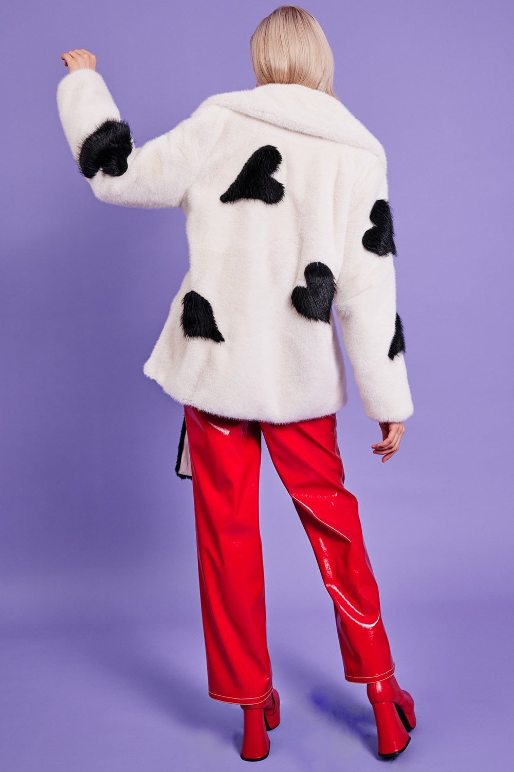 White Eco Bamboo Faux Fur Coat with Love Heart Detailing-Faux Fur Coats-Buy Me Fur Ltd-White-S-M-Faux Fur-Urbanheer