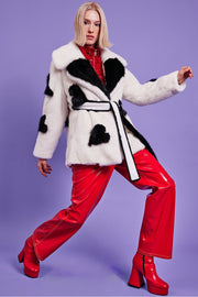 White Eco Bamboo Faux Fur Coat with Love Heart Detailing-Faux Fur Coats-Buy Me Fur Ltd-White-S-M-Faux Fur-Urbanheer
