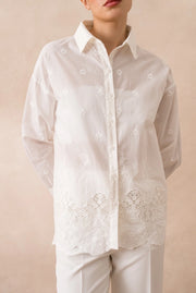 White Embroidered Cotton Shirt-SHIRT-Attentif Paris-S-Urbanheer