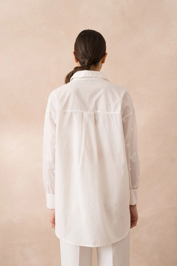 White Embroidered Cotton Shirt-SHIRT-Attentif Paris-S-Urbanheer