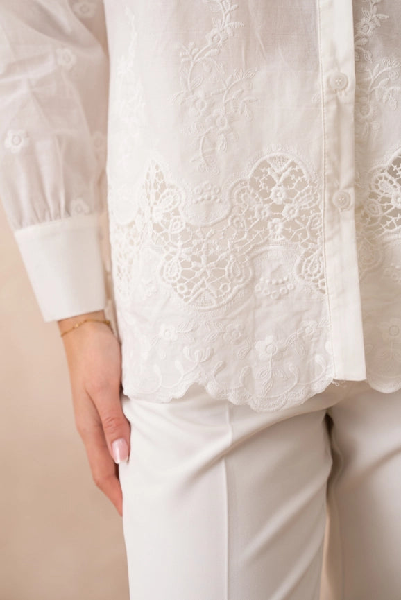 White Embroidered Cotton Shirt-SHIRT-Attentif Paris-S-Urbanheer