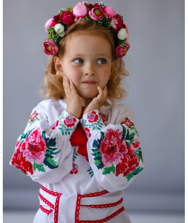 White Embroidered Dress For A Girl-Dress-Art Lev-1-2 years-Urbanheer