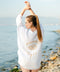White Evil Eye Double Gauze Cotton Poncho White-Kimono-Moa-L:29" inch-74cm W:39" inch-100cm-White-Urbanheer