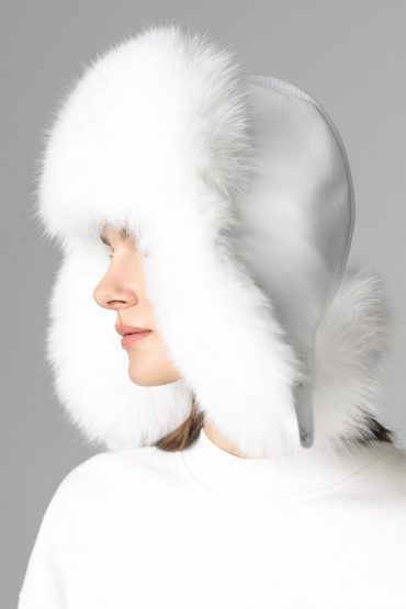 White Genuine Arctic Fox Fur Sheepskin Hat-Hats-Buy Me Fur Ltd-White-56-Genuine Fox Fur-Urbanheer