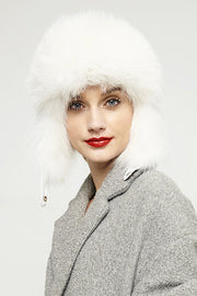 White Genuine Arctic Fox Fur and Nappa Lamb Leather Hat-Hats-Buy Me Fur Ltd-White-55-Genuine Arctic Fox Fur and Nappa Leather-Urbanheer