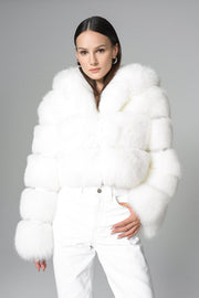 White Hooded Arctic Fox Raccoon Fur Jacket-Fur Jackets-Buy Me Fur Ltd-White-XS-Genuine Fox and Raccoon Fur-Urbanheer