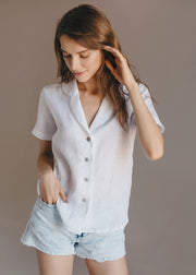 White Linen Short Sleeve Shirt-Shirt-Nich Linen-S-White-Urbanheer