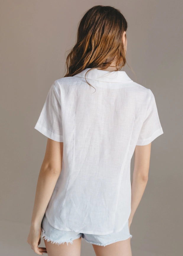 White Linen Short Sleeve Shirt-Shirt-Nich Linen-S-White-Urbanheer