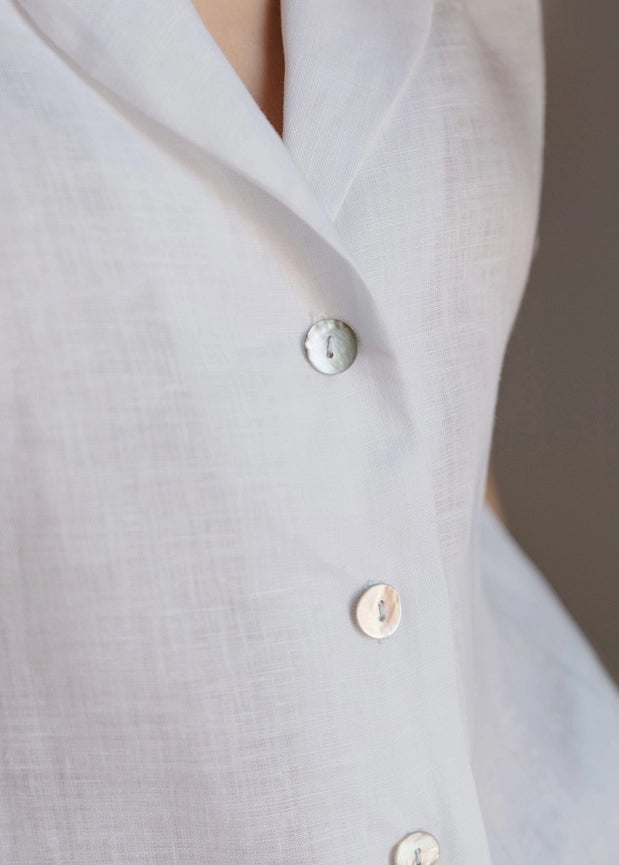 White Linen Short Sleeve Shirt-Shirt-Nich Linen-S-White-Urbanheer